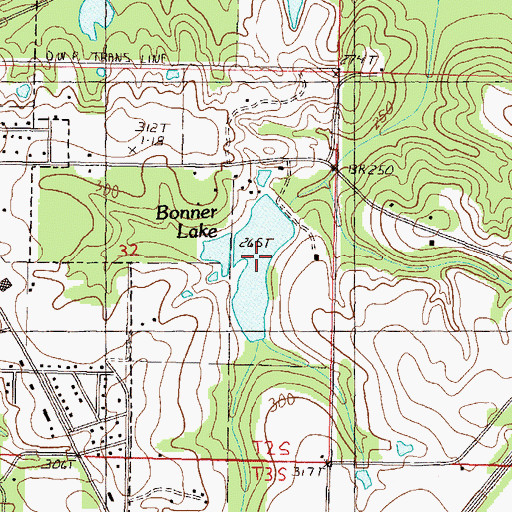 Topographic Map of Bonner Lake, MS