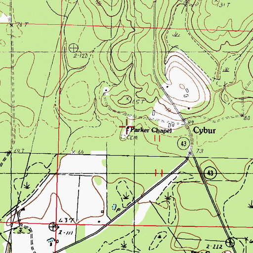 Topographic Map of Parker Chapel, MS
