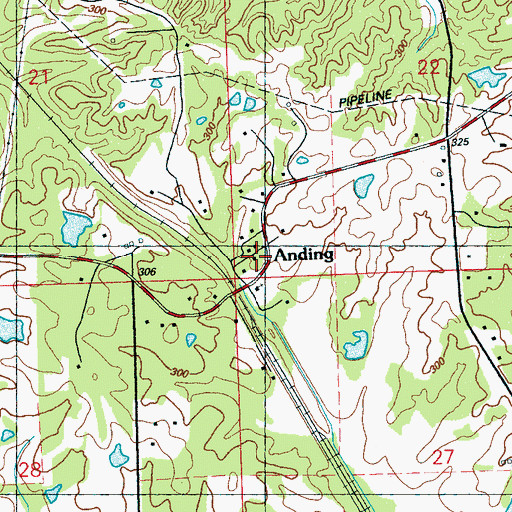 Topographic Map of Anding, MS