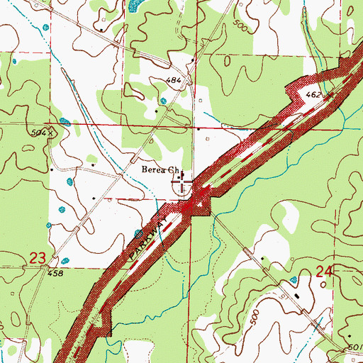 Topographic Map of Berea Cemetery, MS