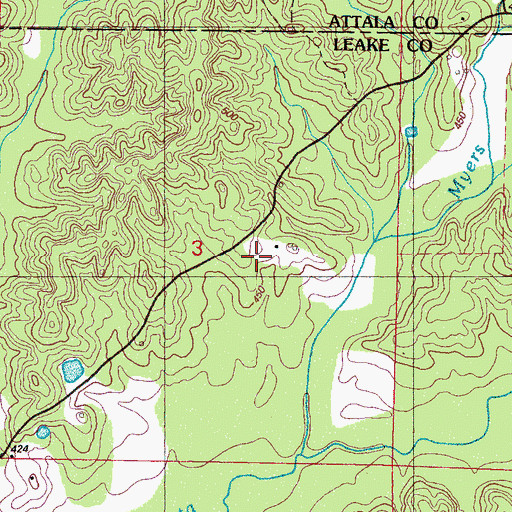 Topographic Map of Mount Pleasant Church (historical), MS