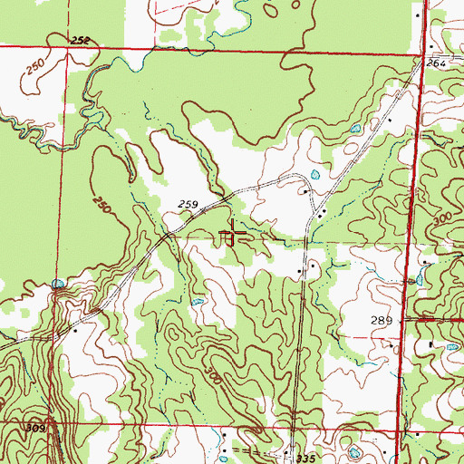 Topographic Map of Burkett Cemetery, MS