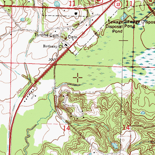 Topographic Map of Bullock Cemetery, MS