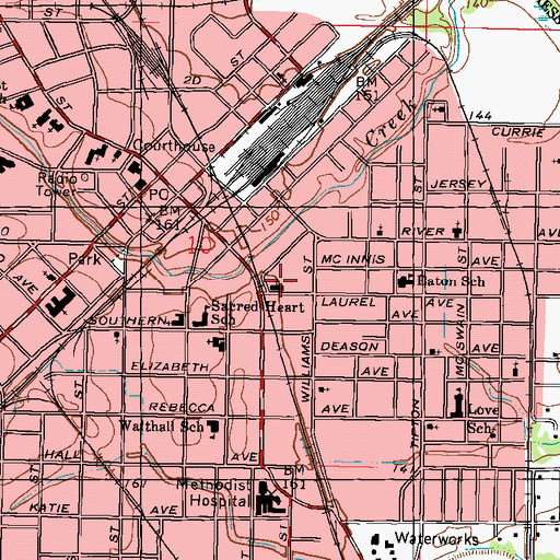 Topographic Map of Bay Street Presbyterian Church, MS