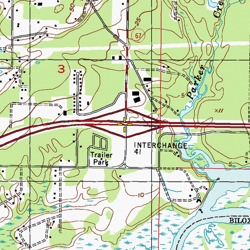 Topographic Map of Interchange 41, MS