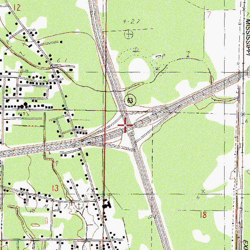 Topographic Map of Interchange 69, MS