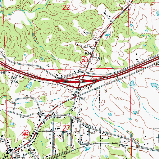 Topographic Map of Interchange 19, MS
