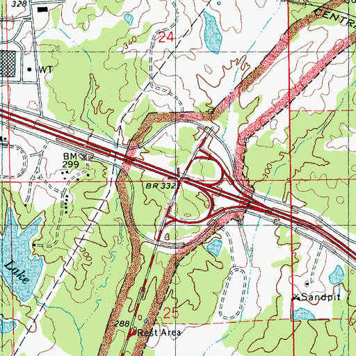 Topographic Map of Interchange 34, MS
