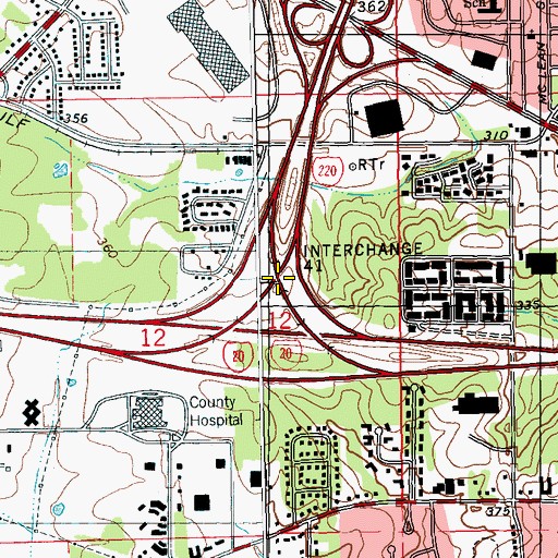 Topographic Map of Interchange 41, MS
