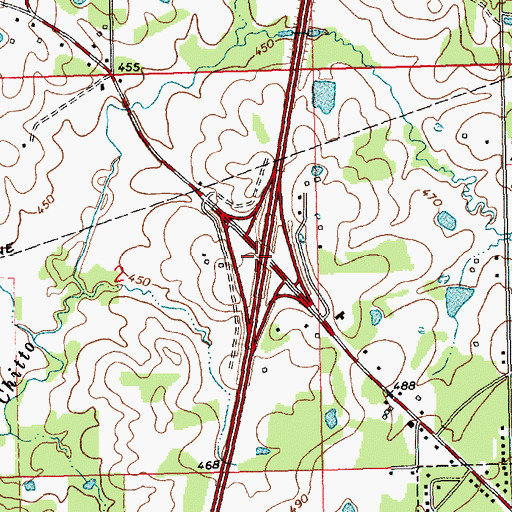 Topographic Map of Interchange 42, MS