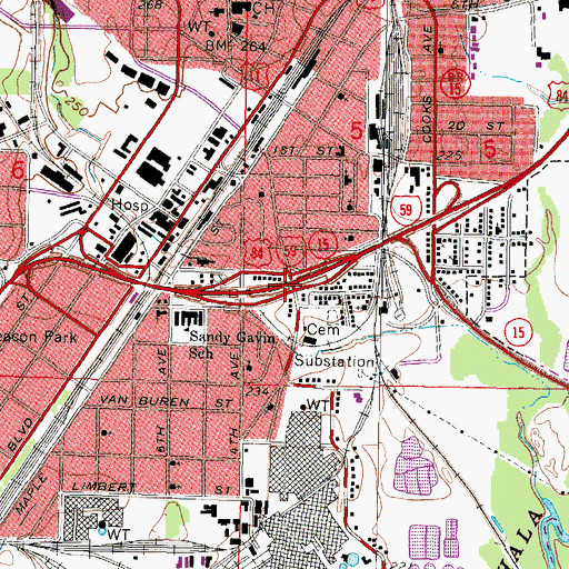 Topographic Map of Interchange 96A, MS