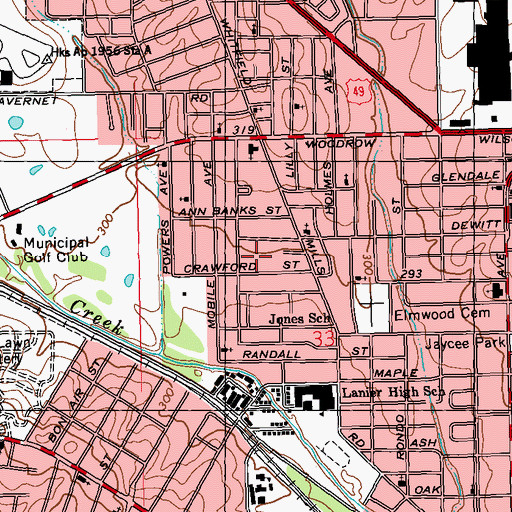 Topographic Map of Washington Temple Christian Methodist Episcopal Church, MS