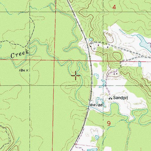 Topographic Map of Pawticfaw Creek, MS