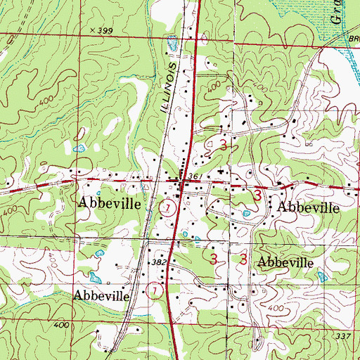 Topographic Map of Abbeville, MS