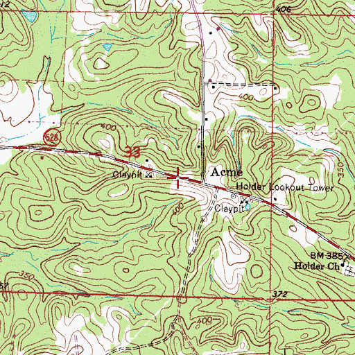 Topographic Map of Acme, MS