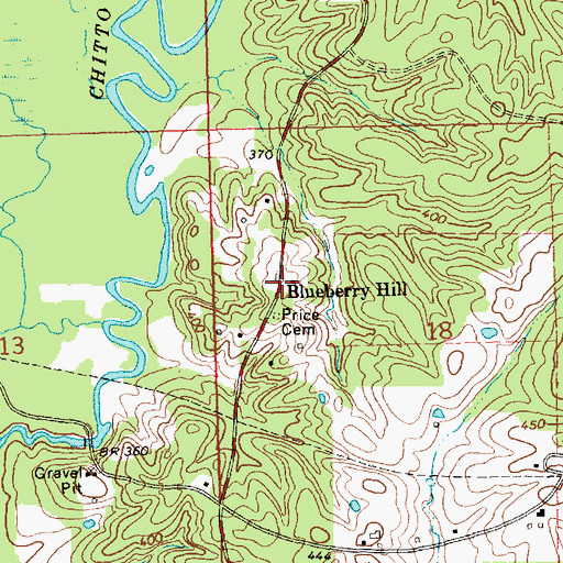 Topographic Map of Blueberry Hill, MS