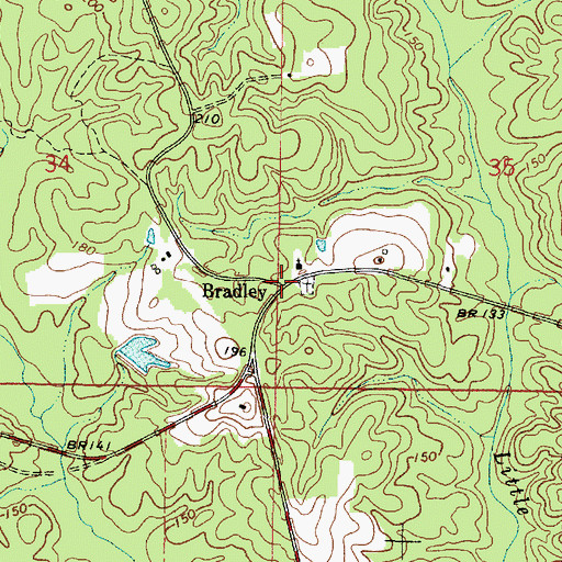 Topographic Map of Bradley, MS