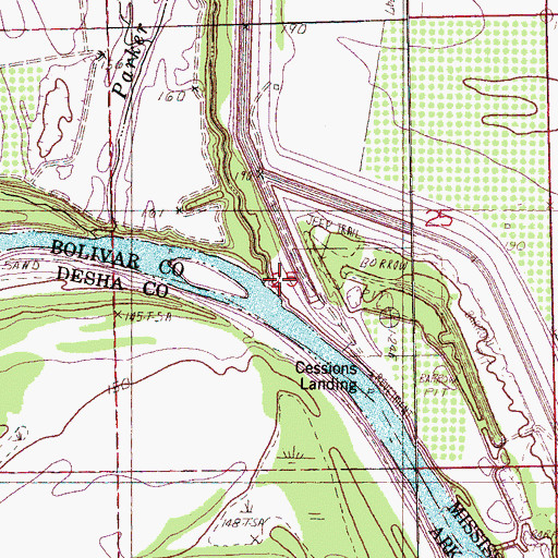 Topographic Map of Cessions Landing, MS