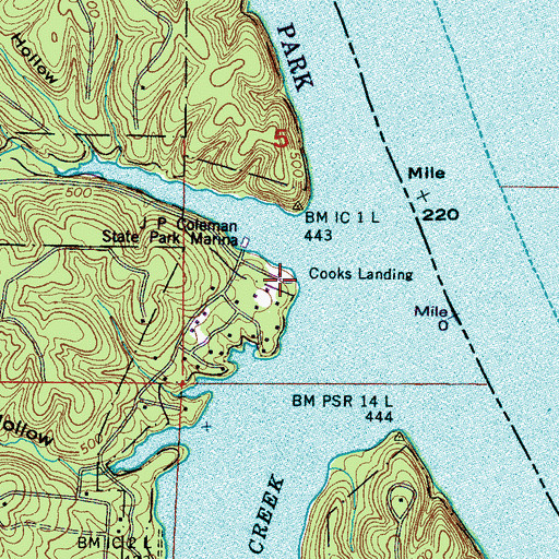 Topographic Map of Cooks Landing, MS