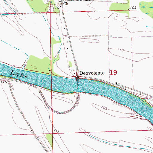 Topographic Map of Deovolente, MS