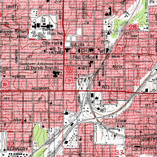 Topographic Map of Presbyterian Cemetery, AR