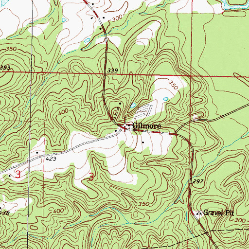 Topographic Map of Gilmore, MS