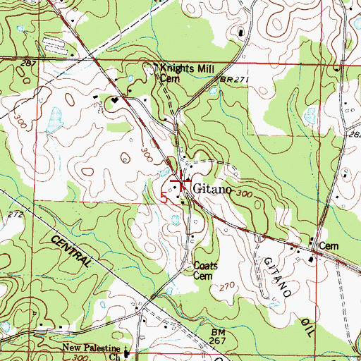 Topographic Map of Gitano, MS