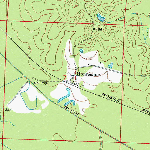 Topographic Map of Horseshoe, MS