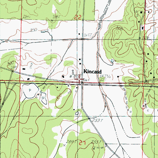 Topographic Map of Kincaid, MS