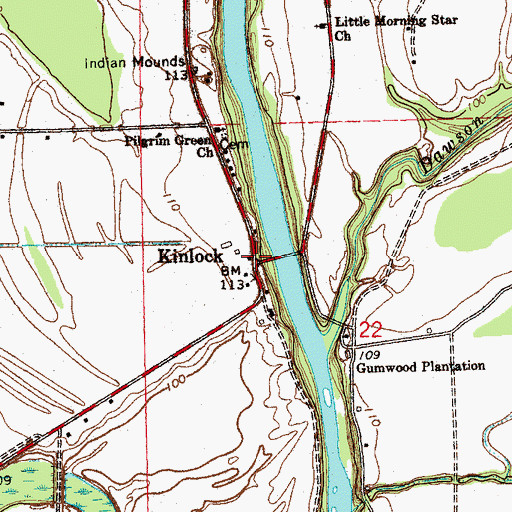 Topographic Map of Kinlock, MS
