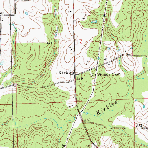 Topographic Map of Kirklin, MS