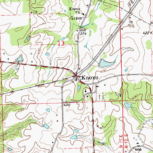 Topographic Map of Knoxo, MS