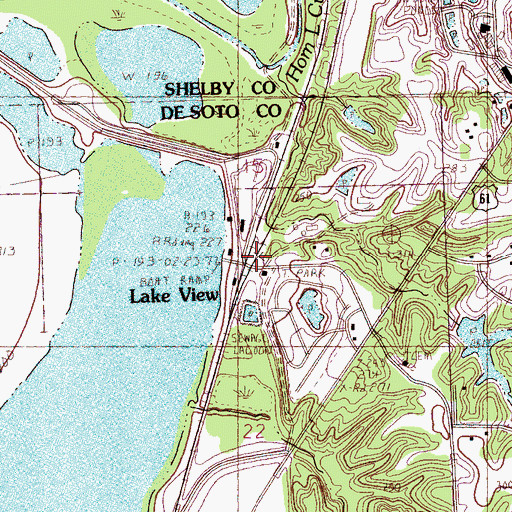 Topographic Map of Lake View, MS