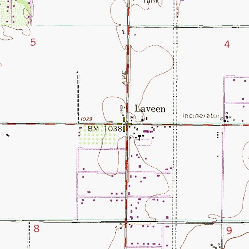 Topographic Map of Laveen, AZ