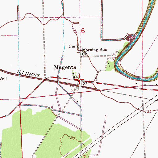 Topographic Map of Magenta, MS