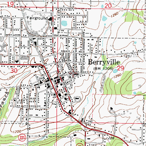 Topographic Map of First Christian Church, AR