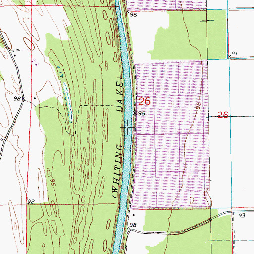 Topographic Map of Whiting Lake, MS