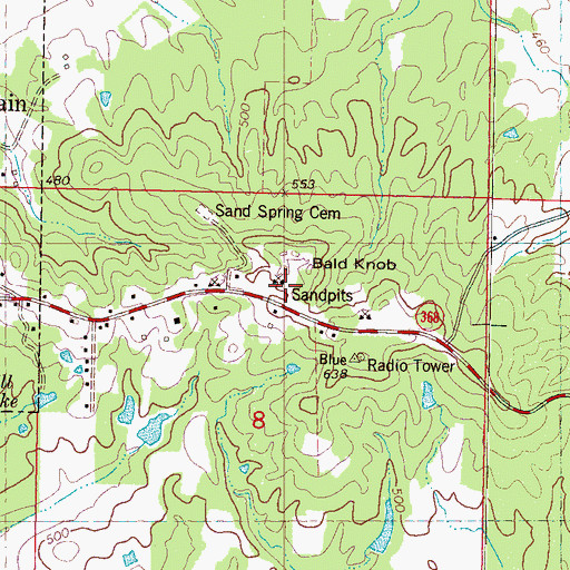 Topographic Map of Bald Knob, MS