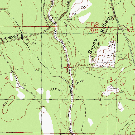 Topographic Map of Bayou Billie, MS