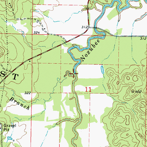 Topographic Map of Bearfoot Branch, MS