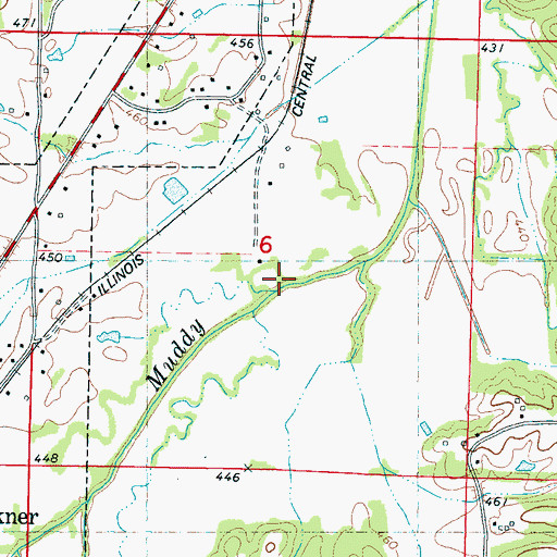 Topographic Map of Bell Creek, MS