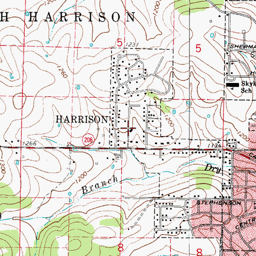 Topographic Map of Capps Road Church of Christ, AR