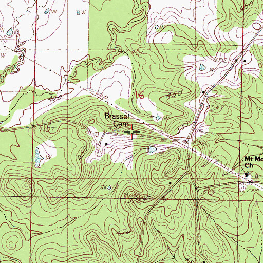 Topographic Map of Brassel Cemetery, MS