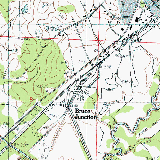 Topographic Map of Bruce Junction, MS