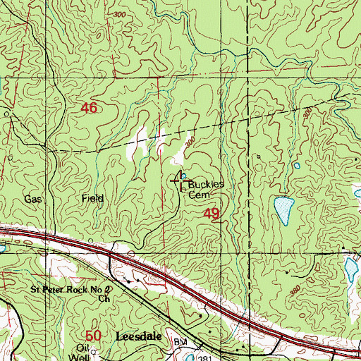 Topographic Map of Buckles Cemetery, MS