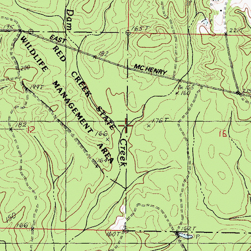 Topographic Map of Caney Branch, MS