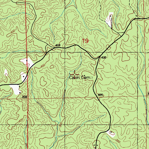 Topographic Map of Cavin Cemetery, MS