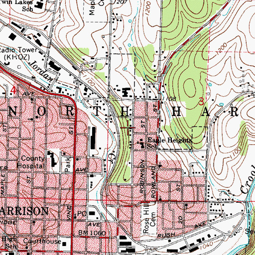 Topographic Map of Harrison Alliance Church, AR