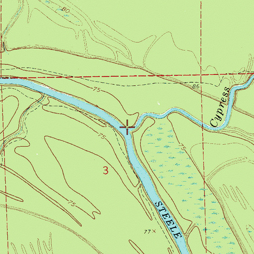Topographic Map of Cypress Bayou, MS