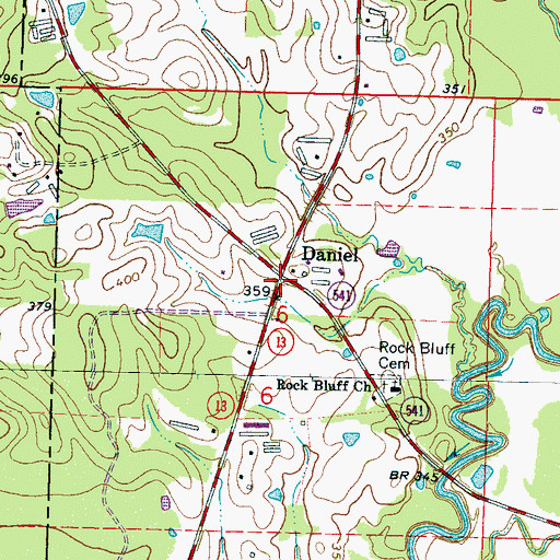 Topographic Map of Daniel, MS